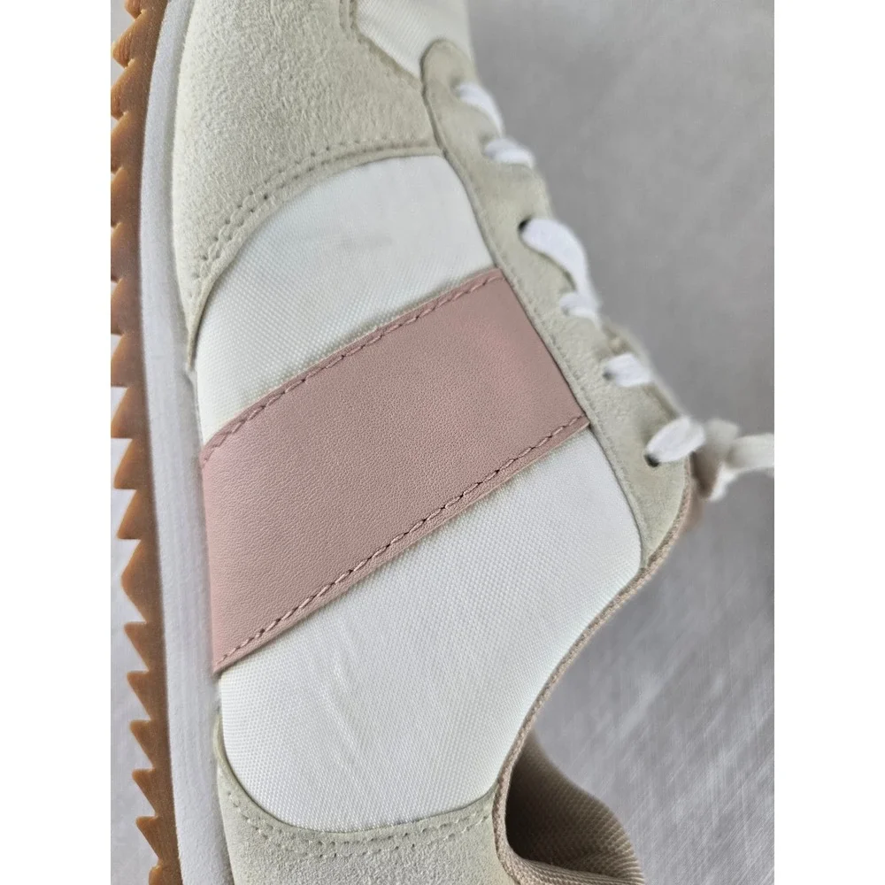 J. Crew‎ White Pink Suede Lace Up Athletic Sneakers Shoes Womens Size 8
